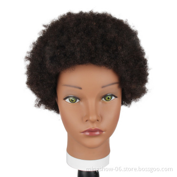 100% human hair black african mannequin training head mannequin for hairdresser
